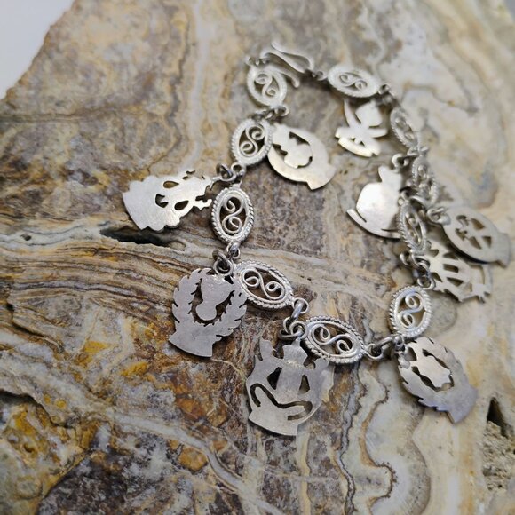 Vtg Malaya Malaysia Military Symbol Charm Bracelet Sterling Silver 11.3g 7" - Picture 7 of 9